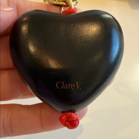 Clare V Black Heart Keychain with Gold Clasp - Picture 2 of 6